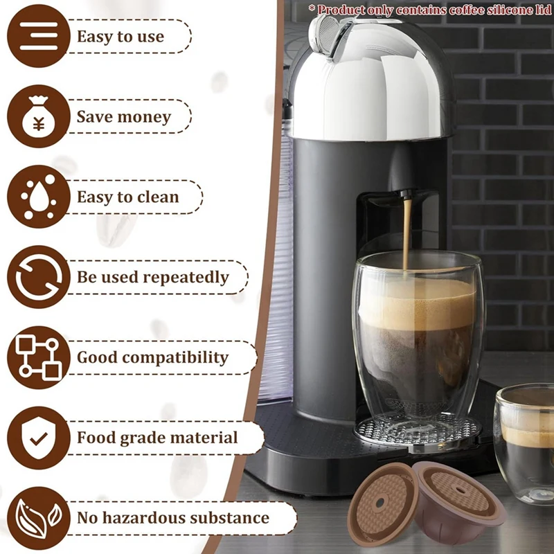 Tapas de cápsulas de café reutilizables para Nespresso, 2 piezas, Vertuo rellenable, discos con papel de aluminio, duradero, fácil de instalar