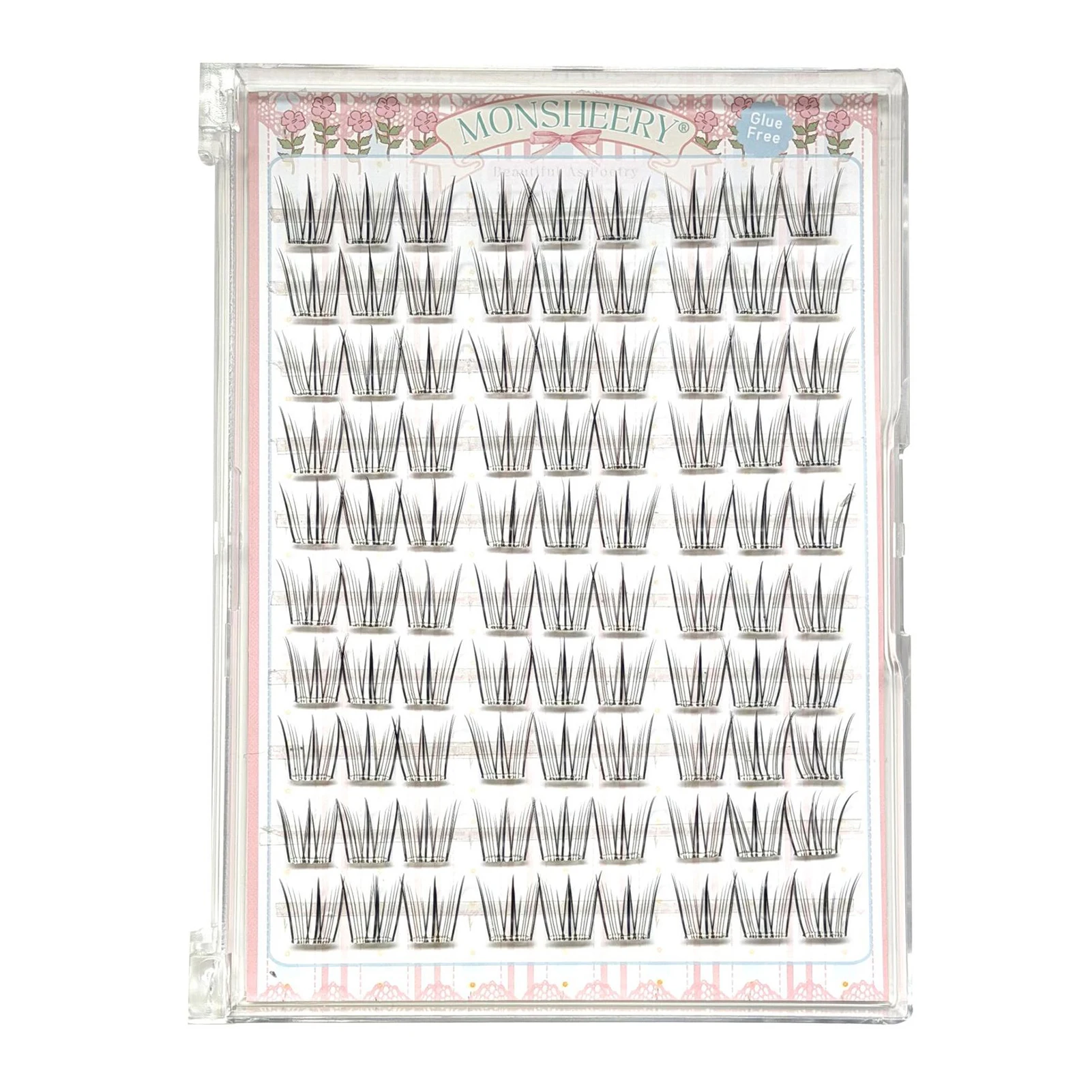 10-reihige Einzelwimpern-Cluster, segmentierte natürliche Wimpernverlängerung, Fuchsstil, fliegende falsche Wimpern, Make-up-Werkzeug
