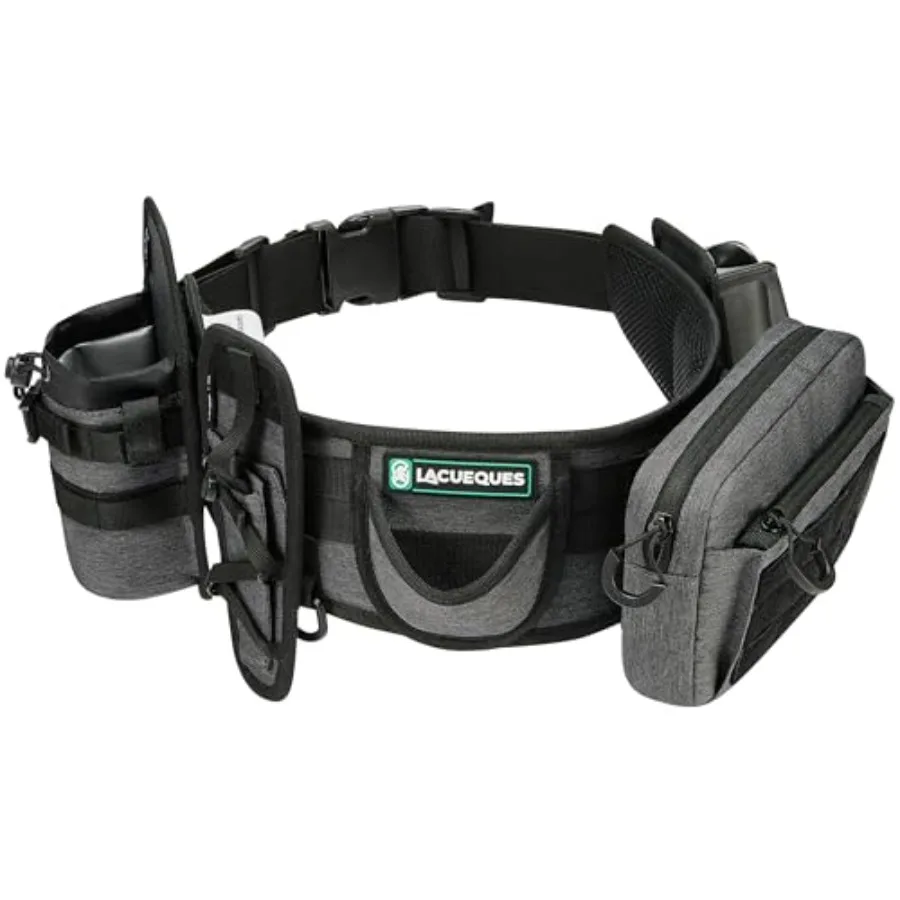 

Lure fishing wading belt: modular, nylon, black, hands-free rod holder and tackle pouch with lumbar support, fits 3261 waists