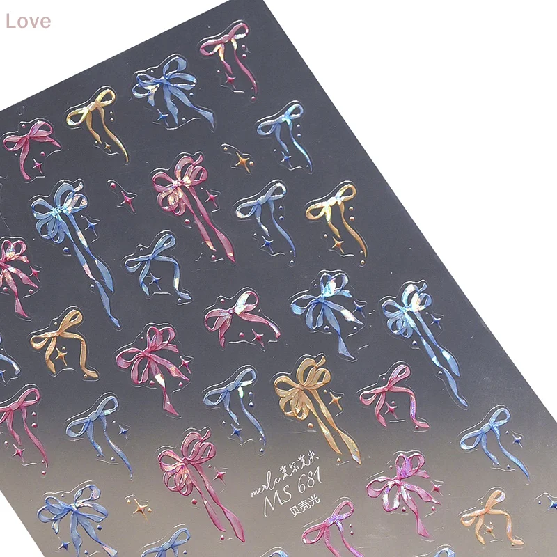 [L & P] 1 ورقة الشريط القوس مسمار ملصق لطيف النمط الياباني فتاة القلب الحلو القوس مسمار ملصق ملون الشريط مسمار ملصقات فنية