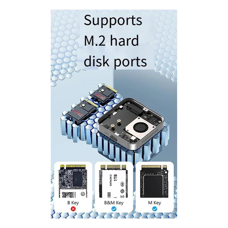 

8-In-1 M.2 SSD Enclosure USB C Hub Adapter 10Gbps -Compatible USB-C 3.2&USB-A 3.2 M.2 NVME 2230 SATA SSD 2TB