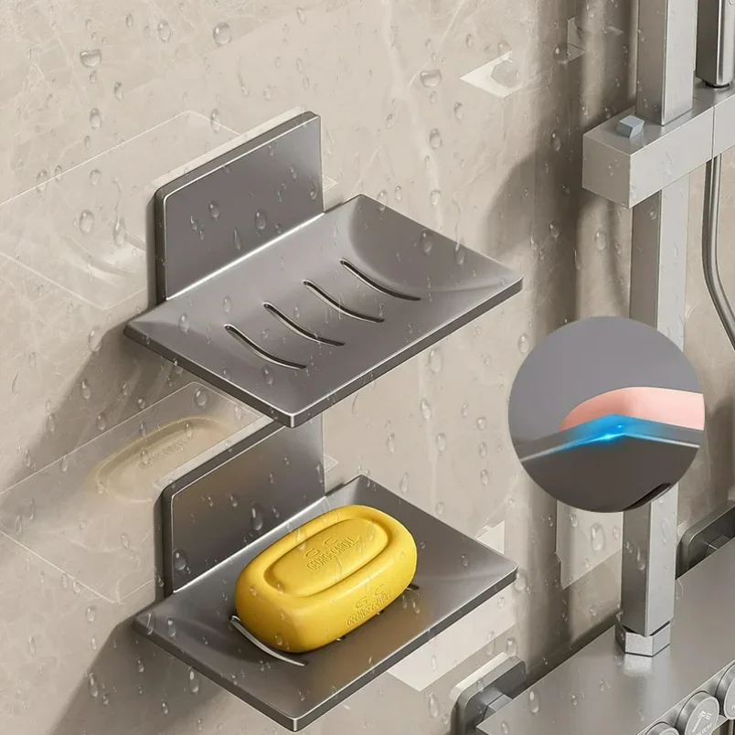 

Bathroom Aluminum Alloy Soap Dishing Free-Punching Wall Mounted Soaping Sponge Holder Organizer Accessories Kitchen Soap Holder