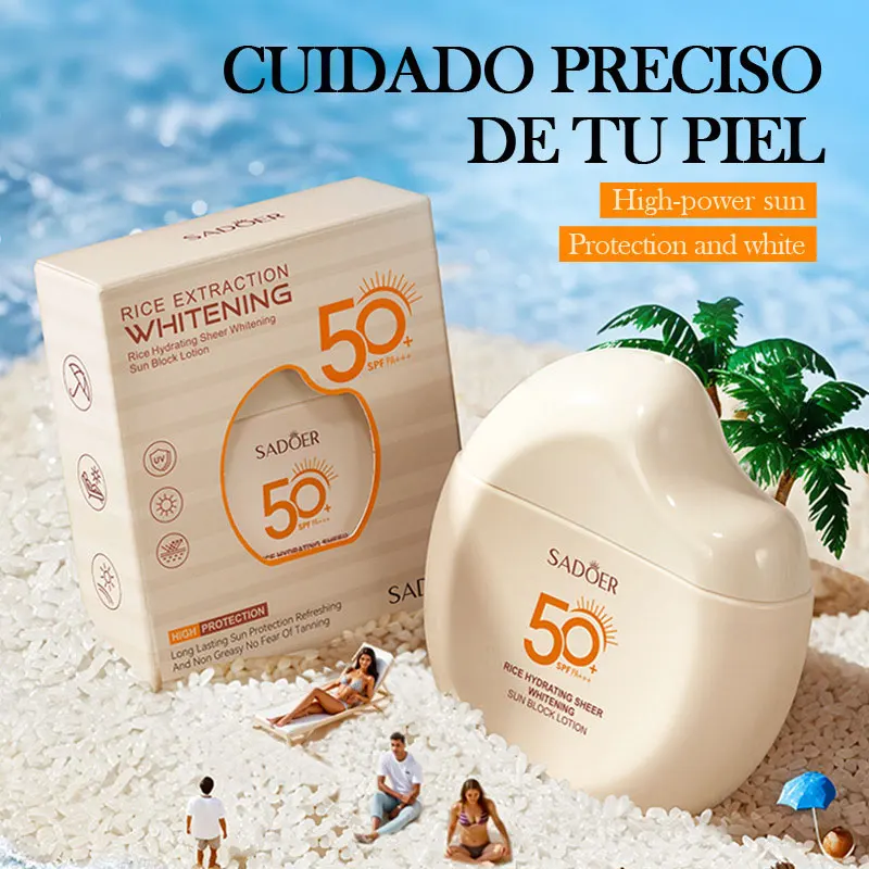 SADOER Rice Moisturizing Clear Whitening Sunscreen UV Protection Cream Delays Skin Aging