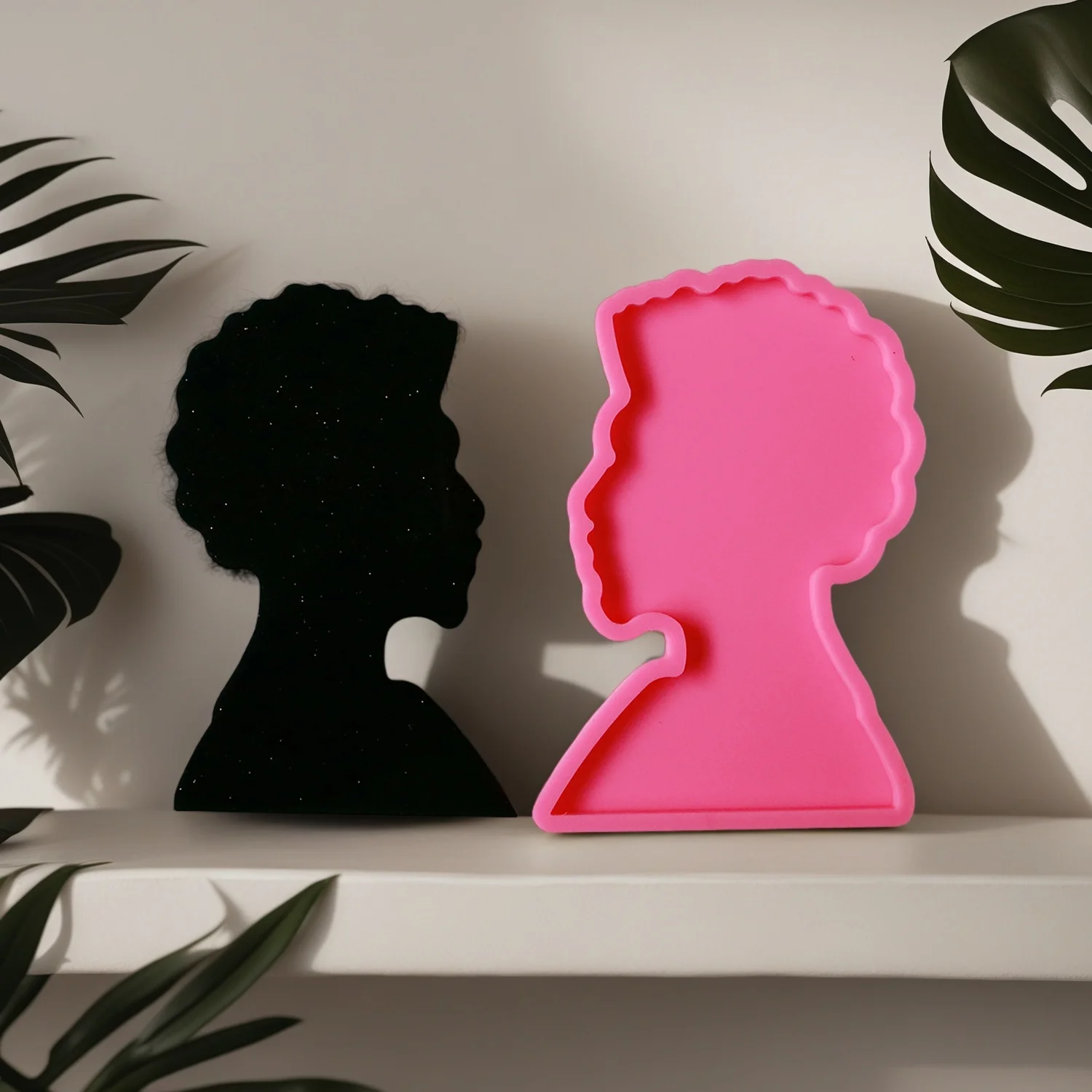 Super Shiny 3.54in Afro Girl Head Silicone Coaster Molds Epoxy Resin Mold Home Decoration