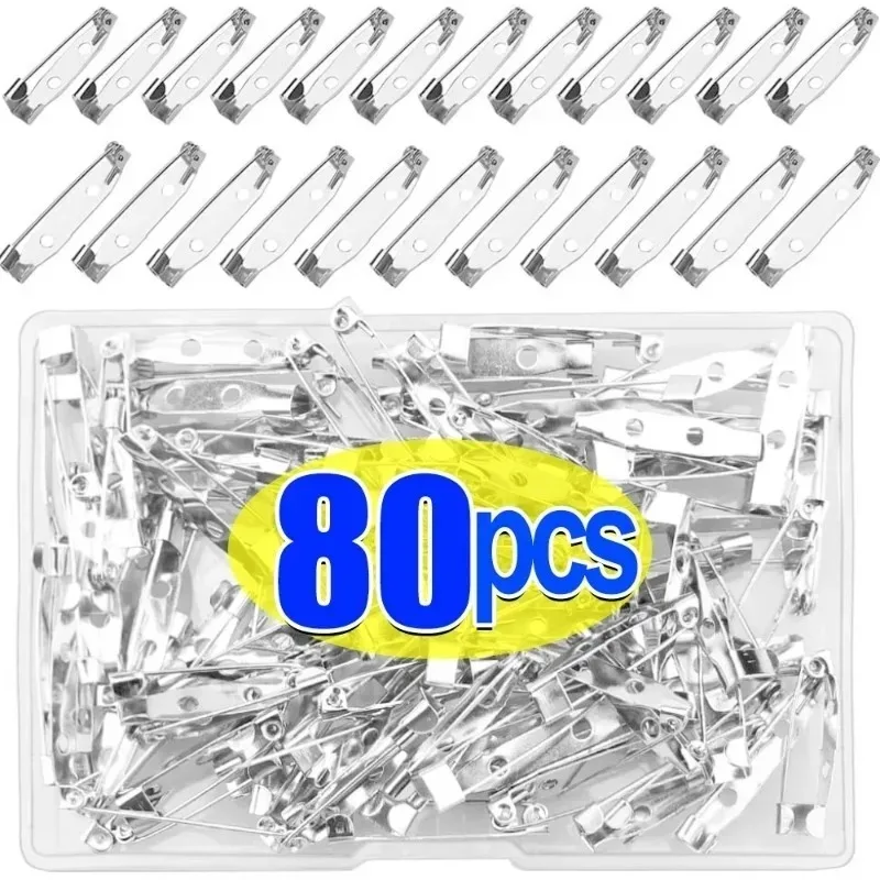 40/80pcs Metal Brooch Base Pins DIY Making Jewelry Back Safety Holder Findings Stainless Steel Components Needles 20/25/30/35mm