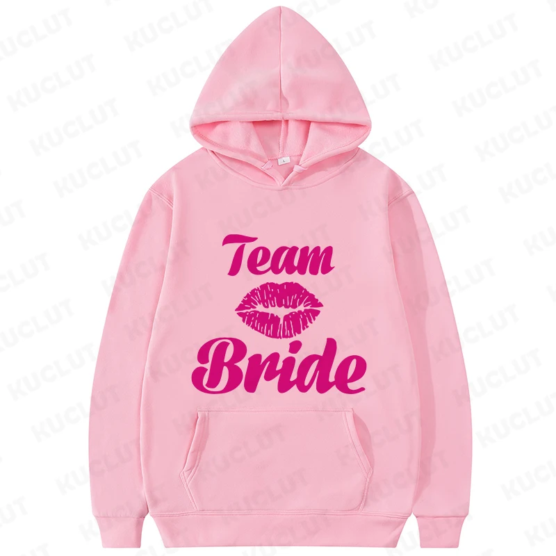 Sweat à capuche Team Bride pour femme, sweats à capuche Hipster, fête d'enterrement de vie de jeune fille, sweat-shirt de mariage, vêtements D Y2K, patients souriants