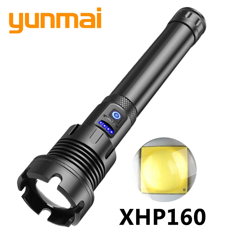 

Led фонарик XHP160 16-core Flashlight Powerbank Torch Usb Rechargeable 18650 26650 Battery Zoomable Aluminum Lantern 5000,000 LM