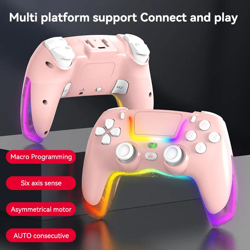 Kontroler PS4 Gamepad Bluetooth nirkabel Universal, lampu sorot cocok untuk IOS/ Android/ PC/komputer/Switch