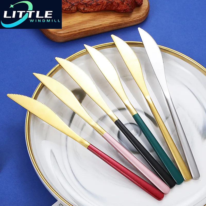 Stainless Steel Korean Thickened Golden Cutlery Western Steak Special Knife Household Tableware  Butter Spreader 