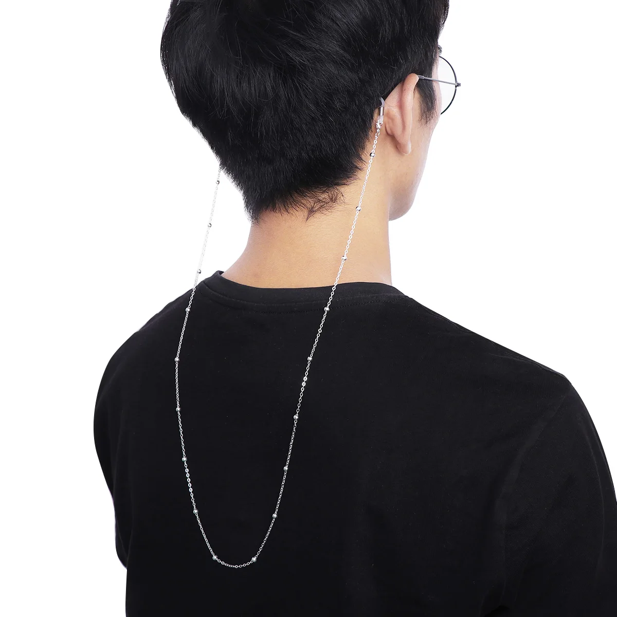 

2pcs Alloy Bead Eyewear Chain Glasses Holder Strap Anti-Fall Sunglasses Retainer Cord For Sports Decoration Silver