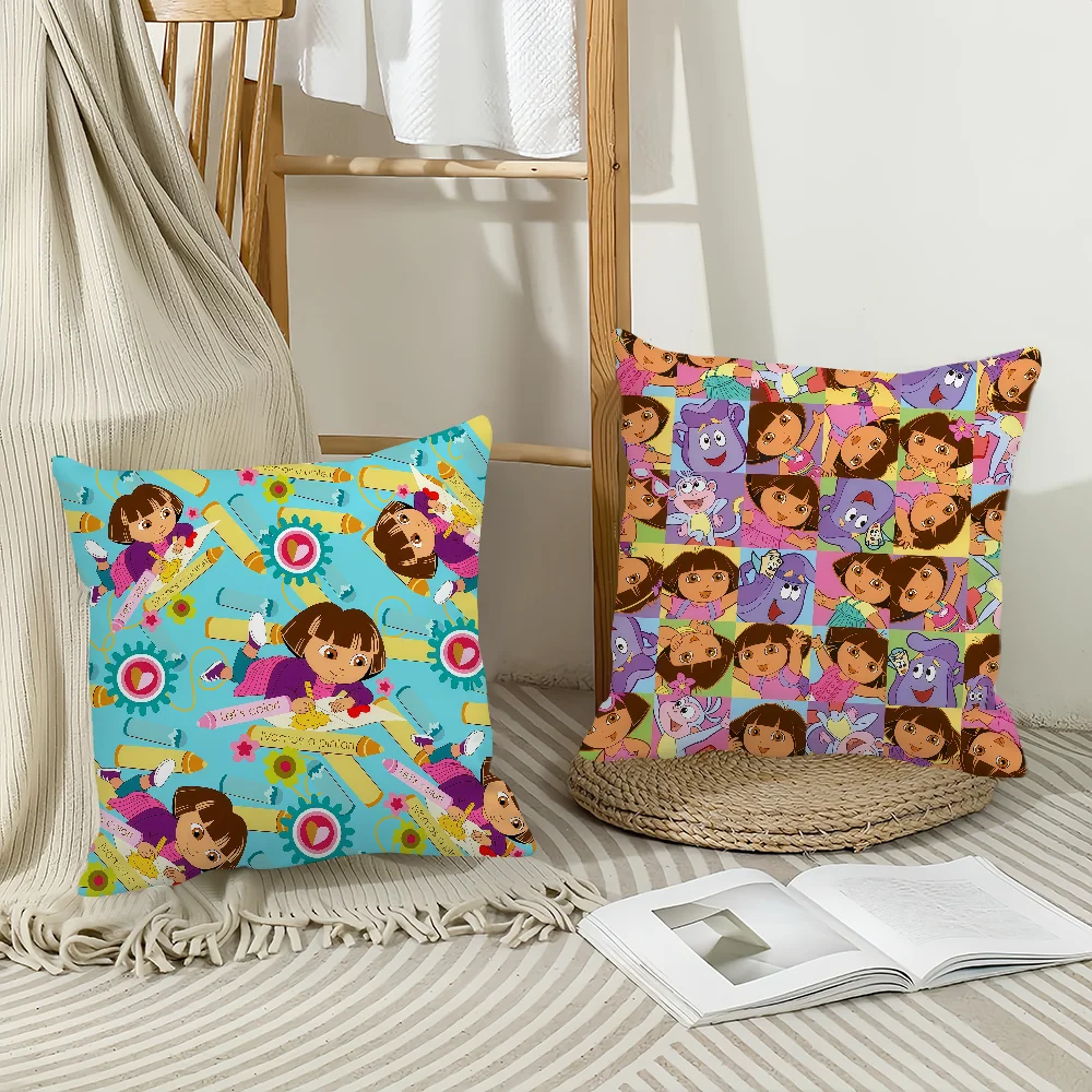 Cartoon cushion cover Anti-dustmite Sofa Cushion Decorative Office Cover Lounge Area Indoor & Outdoor Use Dora the E-Explorer