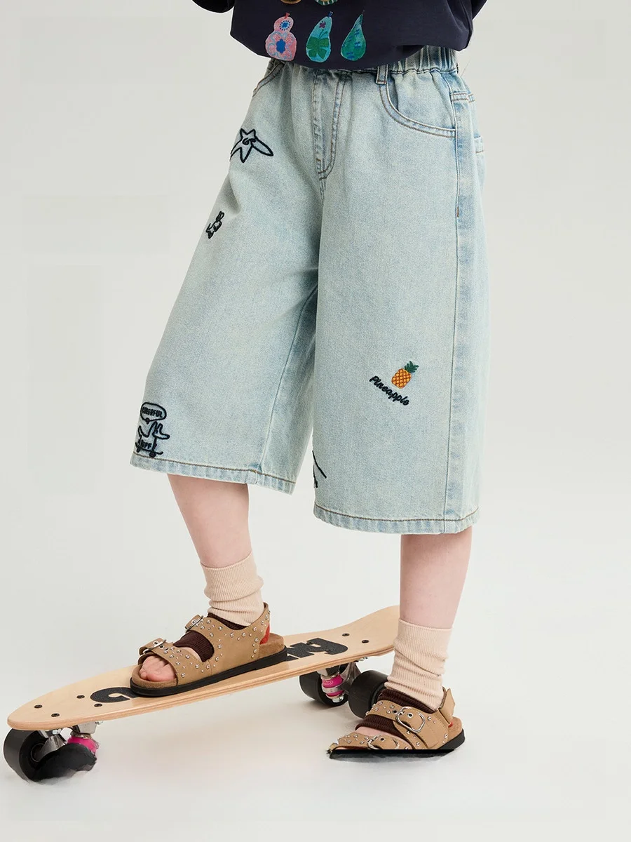 shorts-en-jean-decontractes-d'ete-pour-filles-imprimes-assortis-a-toutes-les-tenues-vetements-pour-enfants-de-taille-moyenne-et-grande-marque-pudding-haru-tissu-polyester