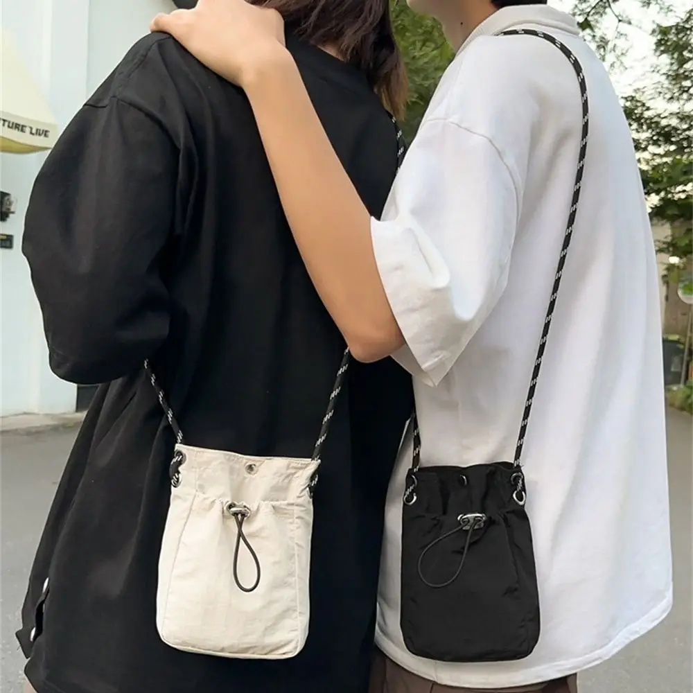 Fashion Canvas Shoulder Crossbody Bags Lightweight Solid Color Phone Bag Minimalist Style Totes for Sports Travel