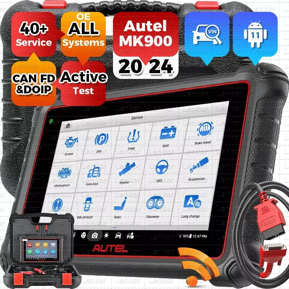 Autel MaxiCOM MK900 OBDII Scanner All System Diagnostic Scan Tool Active Test DoIP CAN FD FCA Autoauth SGW Update of MK808BT PRO