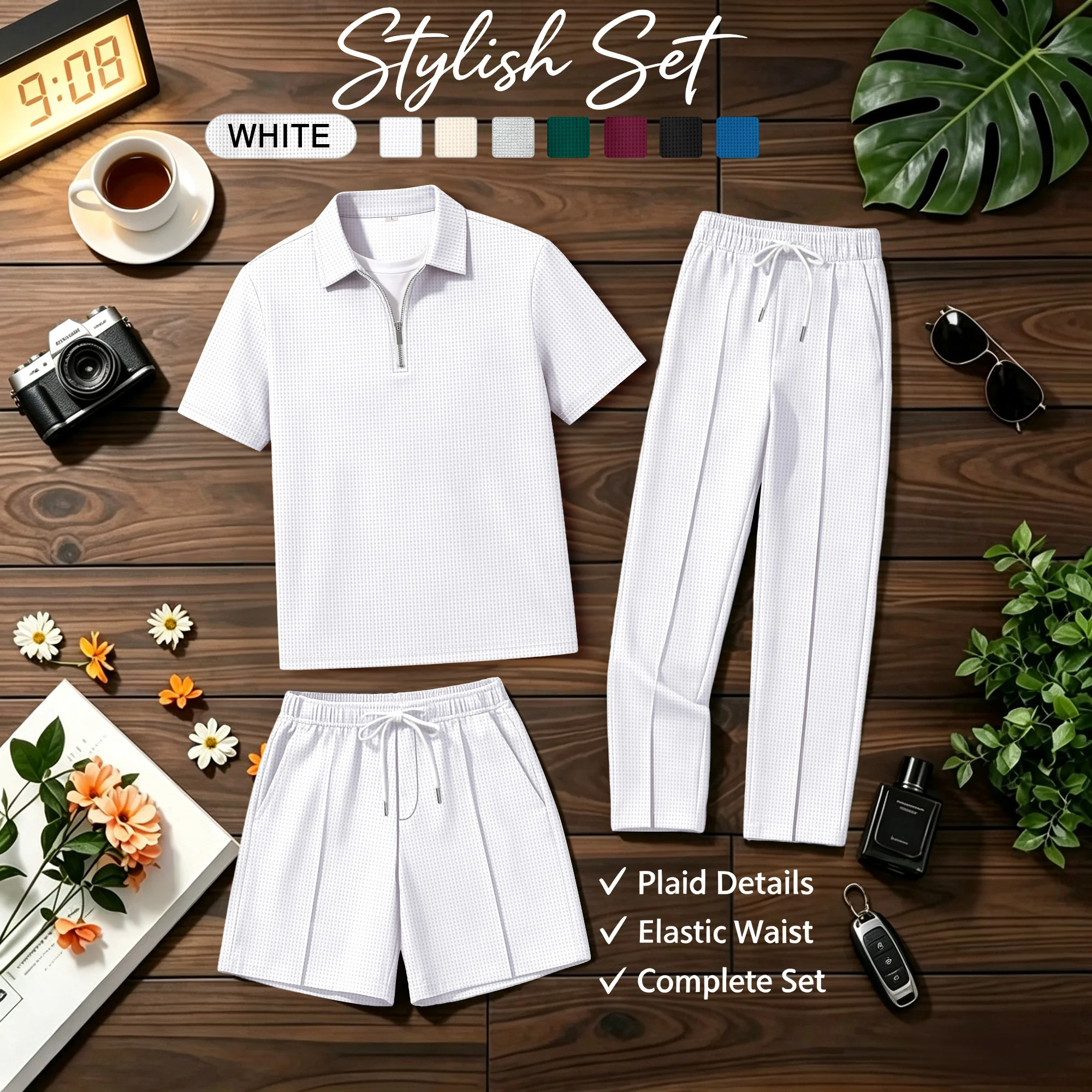 

Who gets it! This waffle three-piece set is so practical with three ways to wear one outfit.