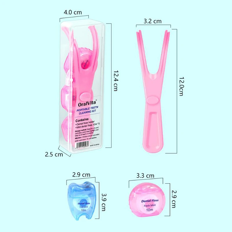 10m Dental Floss With Holder With Storage Box Teeth Cleaning Picks Reusable Replaceable Handle Stick Tool Threader For Braces