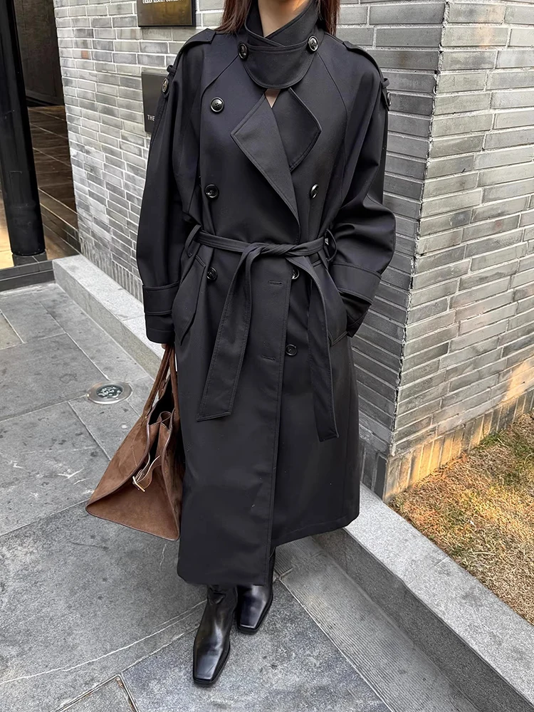 Lautaro Spring Autumn Oversized Khaki Long Grey Trench Coat for Women Double Breasted Loose Casual Korean Fashion Overcoat 2024 38 S2ac60d879fb94f58a5529659413f1615o