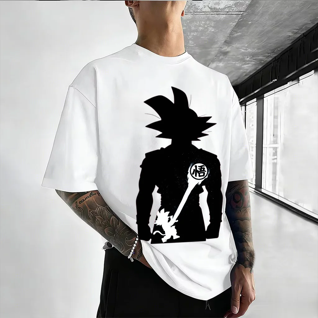Camiseta con Silueta de Goku de Dragon Ball 2026 para Hombre, Mujer y Niños, Camiseta con Gráfico de Anime, Informal, de Algodón, Conjuntos Familiares a Juego, Ropa Urbana