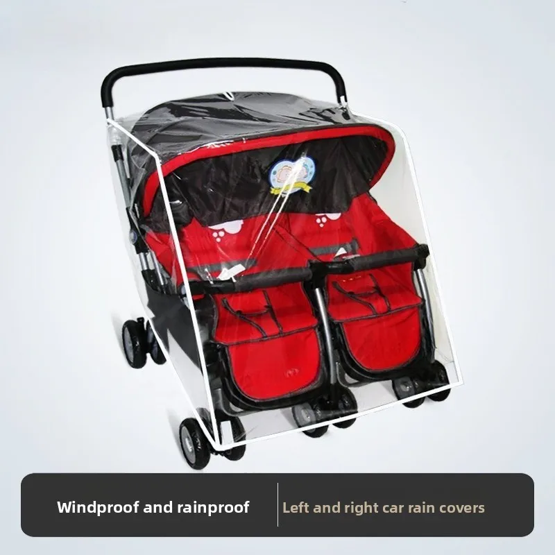 Universal Twin Stroller Rain Cover – Lightweight Waterproof & Windproof Weather Shield for Double Pram Kindergarten Accessories