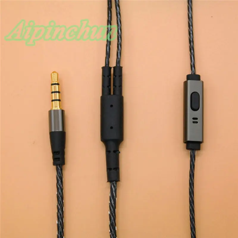 Aipinchun-Cable de Audio para auriculares, conector de 4 polos de 3,5mm, bricolaje, con micrófono, reparación, Cable de repuesto para auriculares AA0224