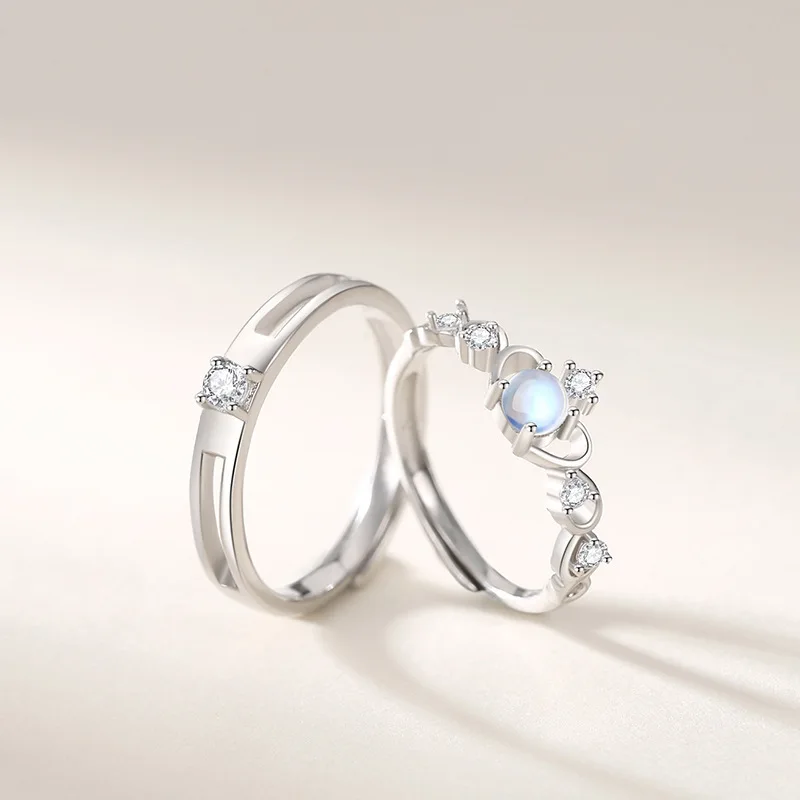 

Пара колец INS Wind Crown Moonlight Stone Zircon — набор камней из чистого серебра S925 (пара одежды для пар)