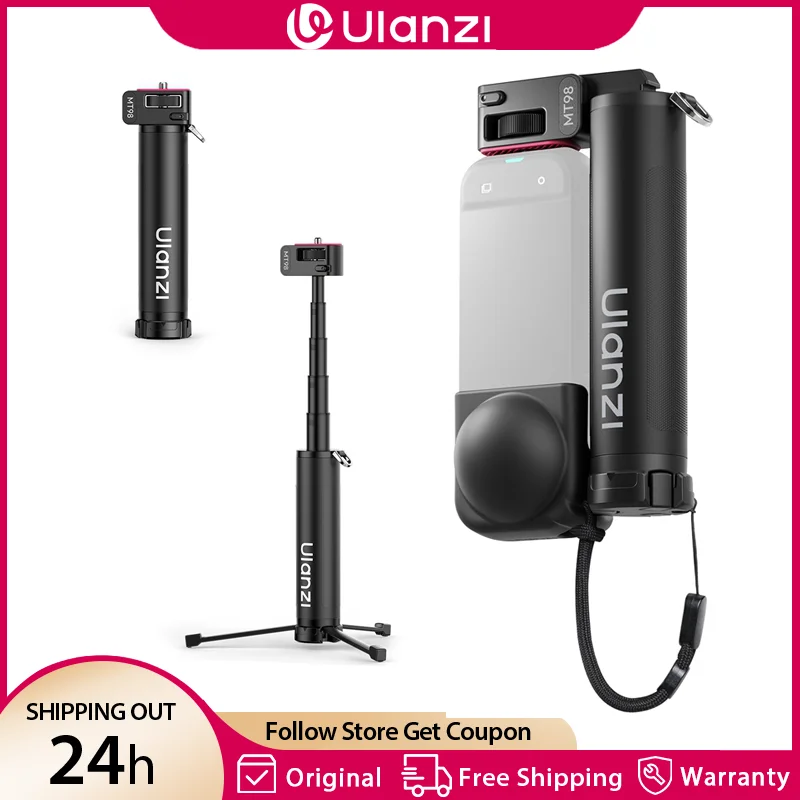 

Складная селфи-палка Ulanzi MT98, портативный штатив для DJI, Insta360 и экшн-камер, 180° ° Регулируемый с креплением на винт 1/4 дюйма для видеоблогинга и прямых трансляций
