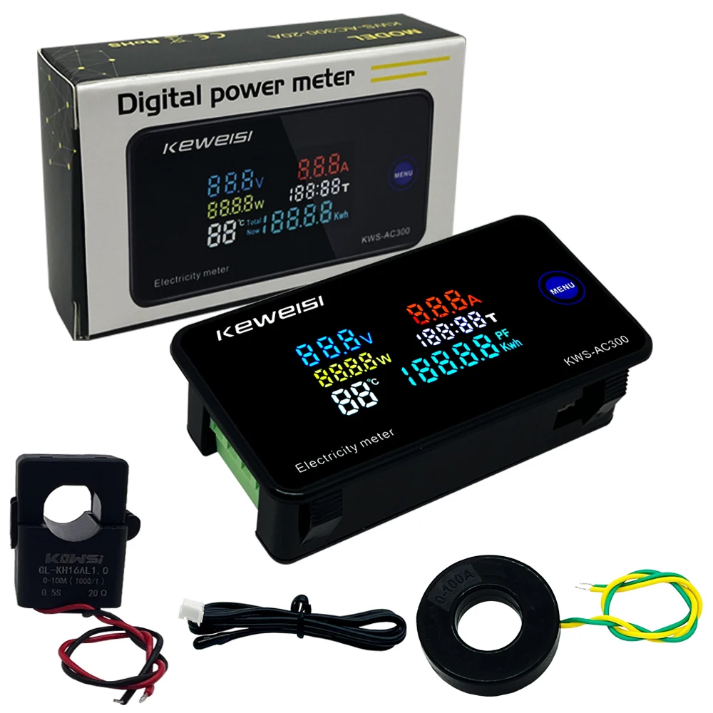 yZ[zAC 50-300V 20A 100A dvdv KWS d̓GlM[[^[ LED fW^ AC d͌vdCvZbg@\t 0-100A
