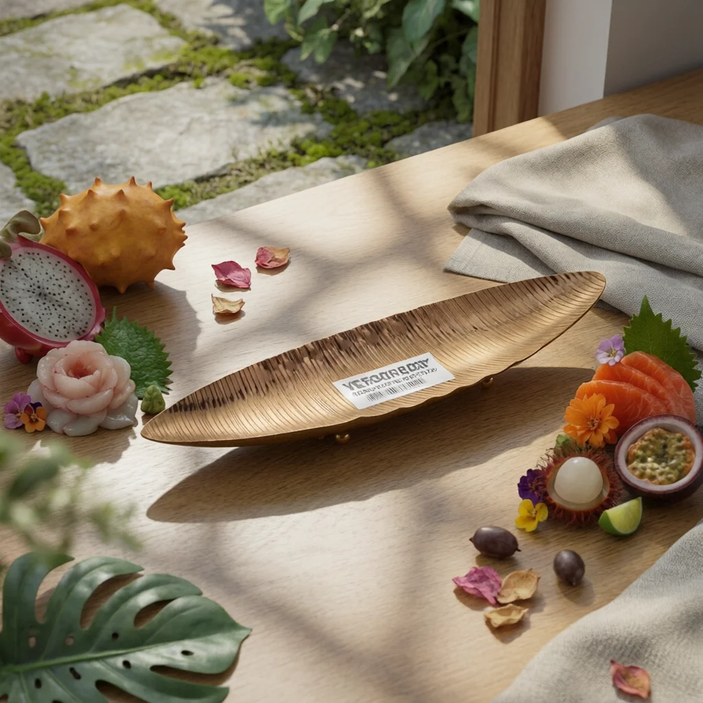 

Gold Serving Dish Sturdy seafoodShaped Food Plate Stainless Steel Serving Dish Single-Piece Molded Sashimi Platter
