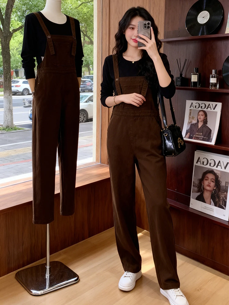 Salopette di jeans a vita alta da donna Faionable dimagrante Sle Pendolarismo coreano semplice colore puro Bal pantaloni casual