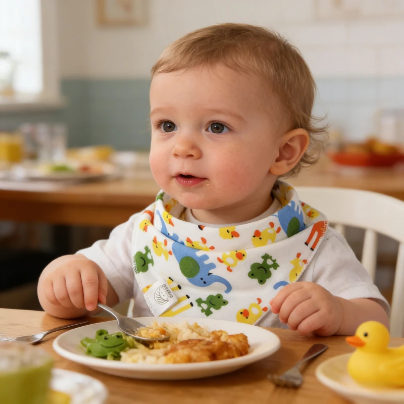 

5pcs Cotton Soft Baby Towels Baby Feeding Drool Bib Handkerchief Double-layer Printed Cotton Triangular Bib Baby Accessories Bib