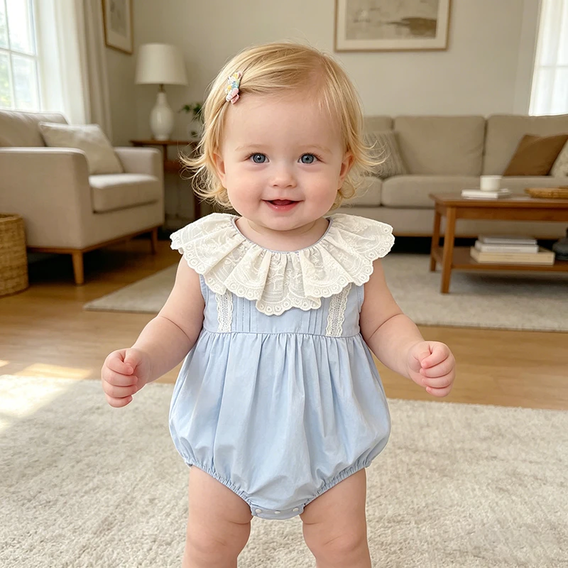 2026 Summer New Baby Clothes 0-24M Girls Baby Romper Clothes Princess Style Sweet Embroidered Sleeveless Romper