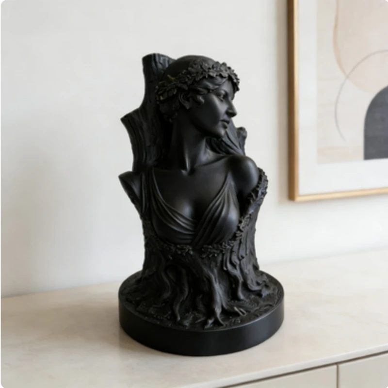 Mythical Tree Fairy Bust Forest Guardian Sculpture Nature Elf Figurine Modern Fantasy Decor Unique Desk Ornament for StudyOffice