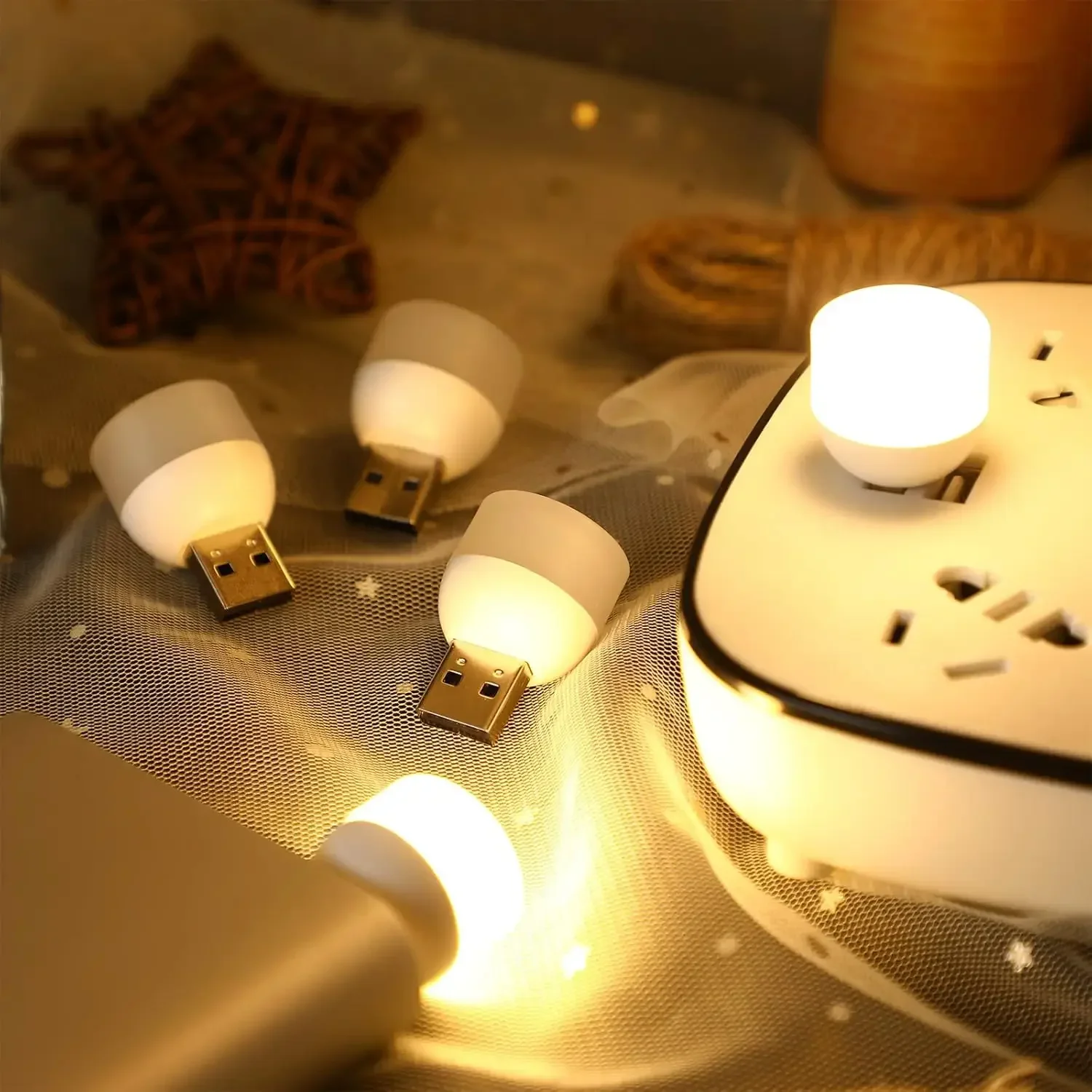 Wholesale Mini USB Night Lights USB Plug Lamp Power Bank Charging LED Book Lights Round Reading Eye Protection Lamp For Bedroom