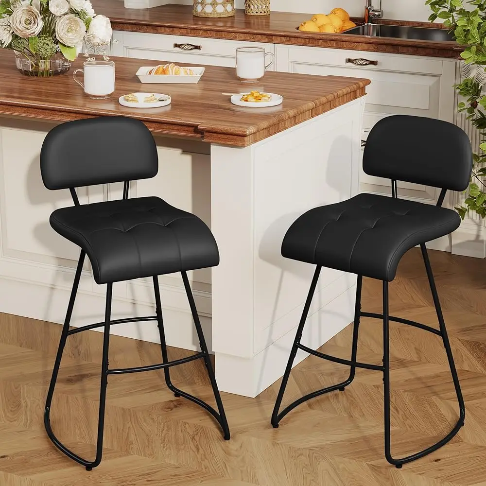 

Bar Stools Set of 2, Counter Height Barstools with Backs and Tufted Seat Upholstered Modern Bar Chairs for Kitchen Island (3