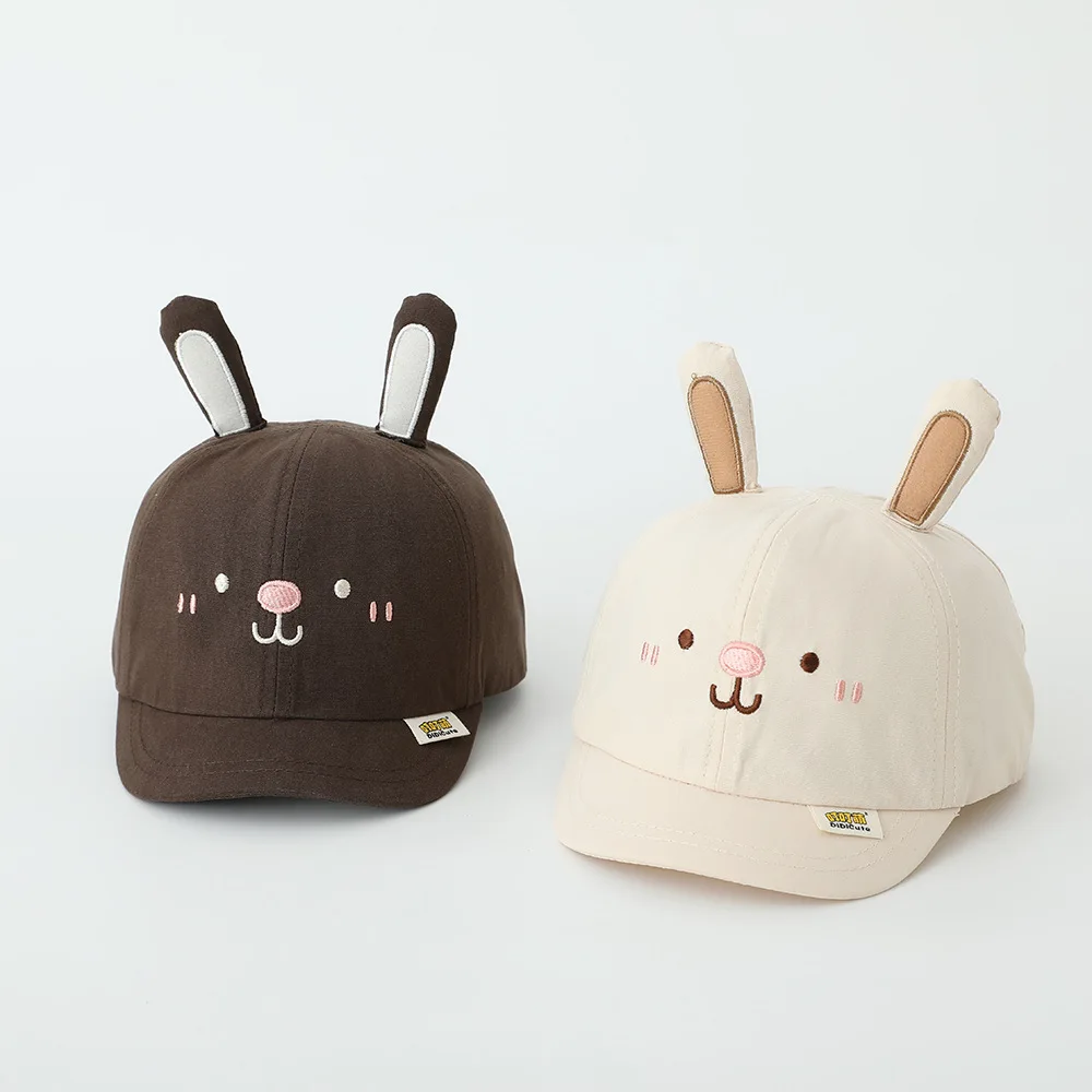 

Милая фуражка с кроликом, детская кепка с рисунком утки, хлопковая дышащая бейсболка для младенцев, уличные солнцезащитные козырьки 48-52 см