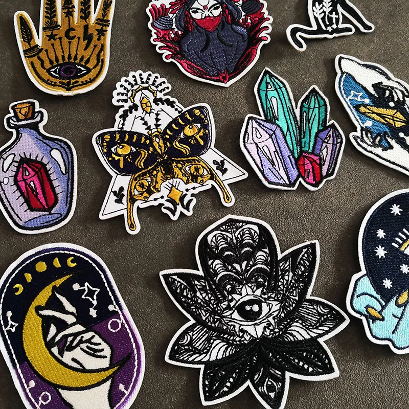 10Pcs/lot Punk Evil Eye Patches Iron on Clothes Badges Hippe Stirpes for Cloth Jacket Jeans DIY Applique Embroidered Stickers