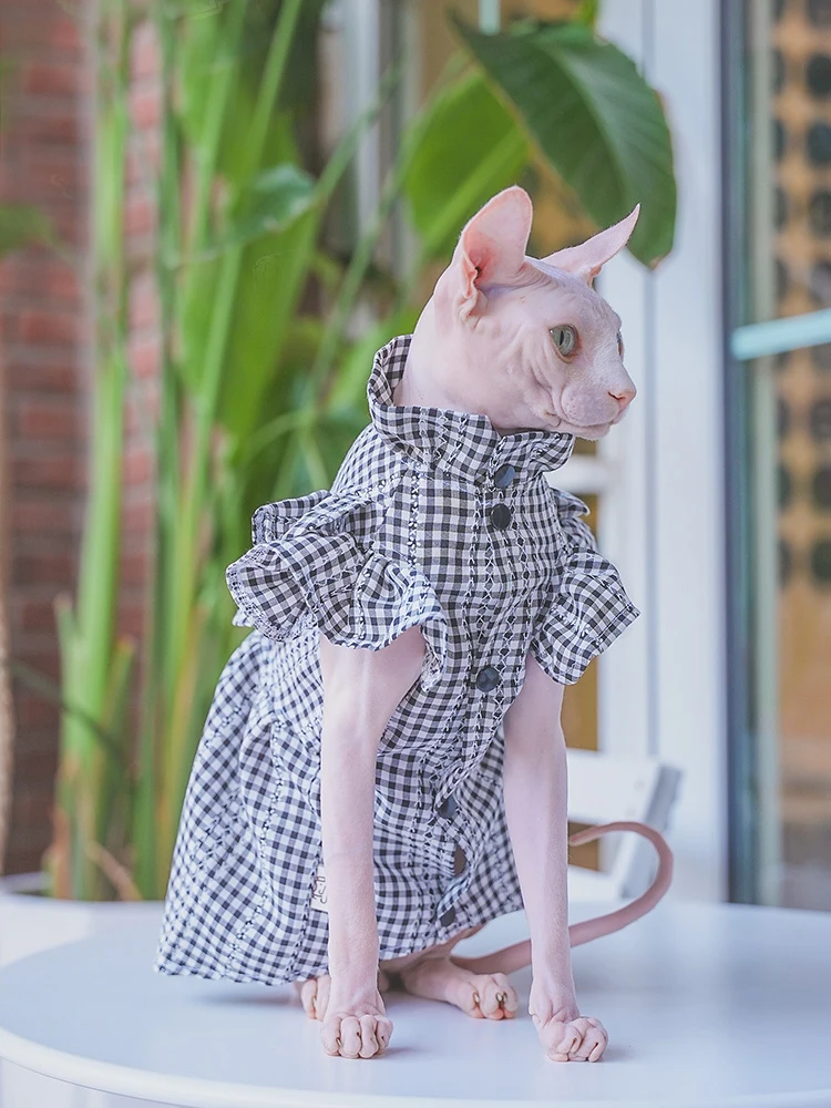 Luxury Plaid Sphynx Cat Skirt Dress Summer Pet Dresses for Cats Gotas Siamese Persian Katten mascotas Costume Puppy Dog Clothes