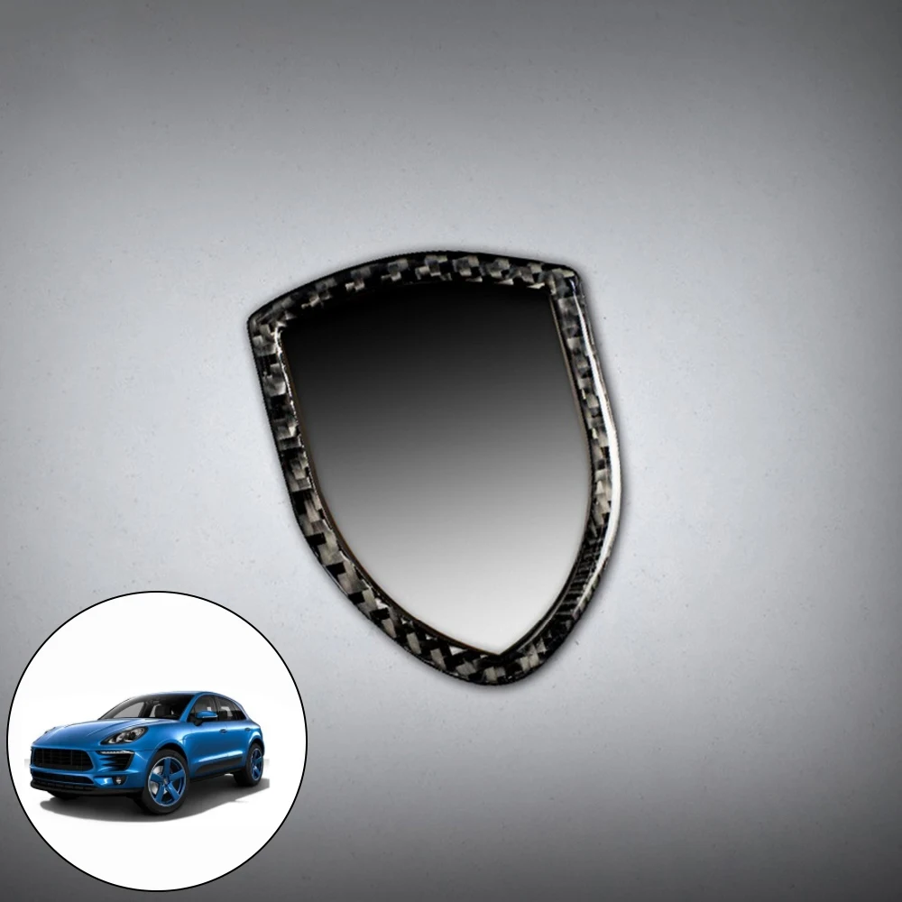 รถด้านนอกด้านหน้าโลโก้สัญลักษณ์Trimกรอบคาร์บอนไฟเบอร์สีดําFitสําหรับ-Porsche Cayenne Macan 2014-2019