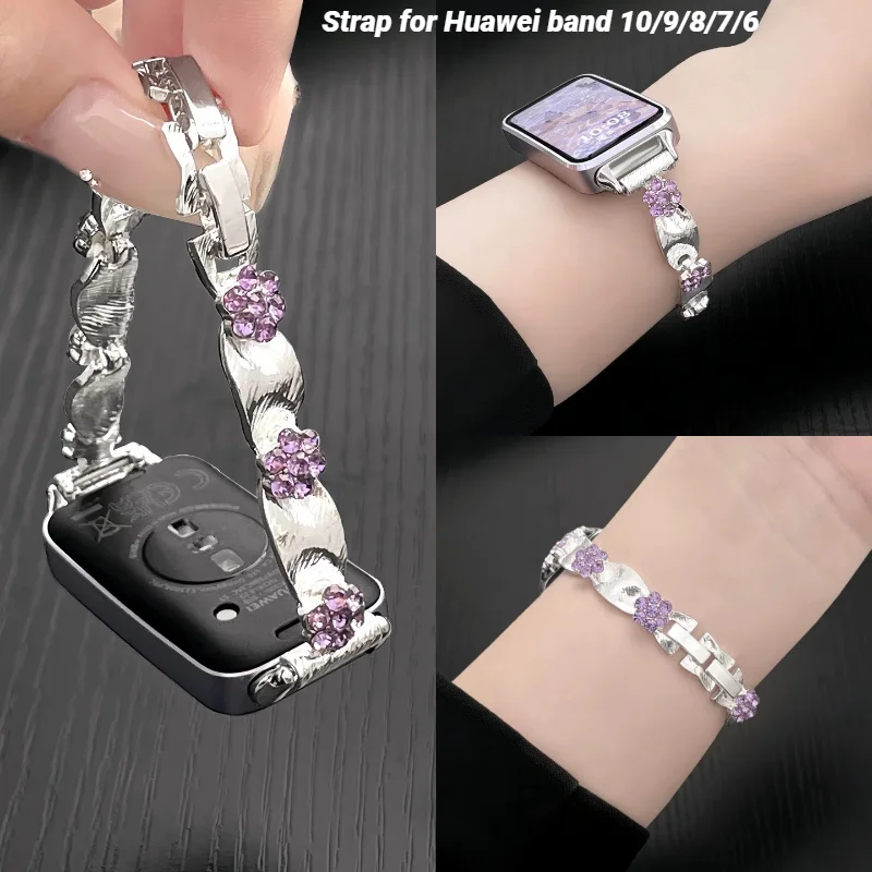 金属ストラップ-huawei-社バンド-10-9-8-スポーツ時計バンド名誉バンド-10-9-7-6-スマートウォッチコレアブレスレットファッション女性リストバンド