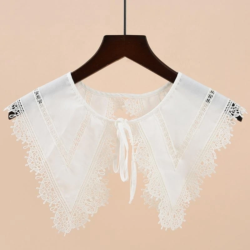 Q5WE Elegant Detachable Collar Neckwear Lace Flower Faux Collar for Women Daily Wear
