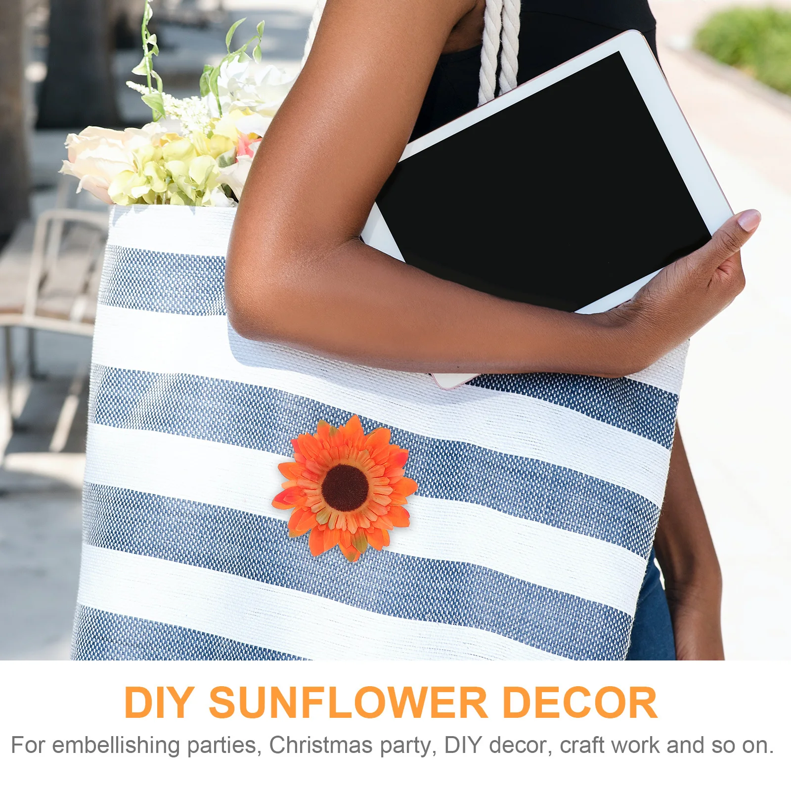 

7Pcs Artificial Sunflower Decor Set Beautiful Vivid Fake Sunflower Ornaments for Craft Work Party Christmas Scene DIY Decor