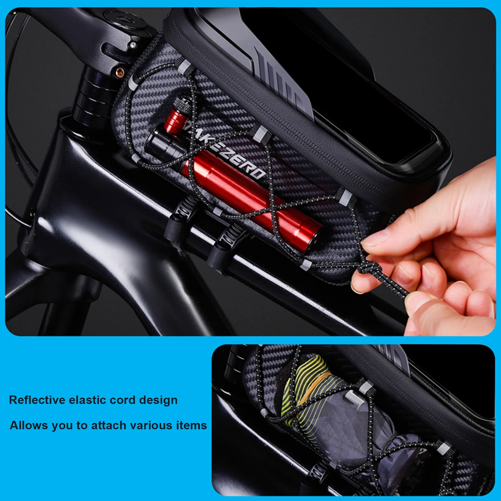 

Bike Top Tube Bag Wear Resist Cycling Accessories Bicycle Pack TPU Touchscreen Film Upper EVA Pouch Pack for Outdoor Sporting