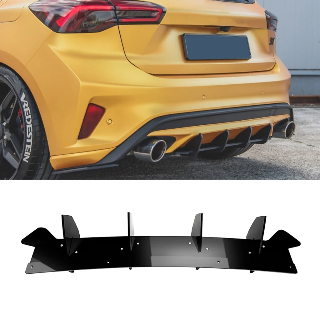 

Glossy black Car Rear Bumper Diffuser Lip Splitters Spoiler Rear Bumper Protector For Ford Focus ST MK4 2018-2021 Car Styling