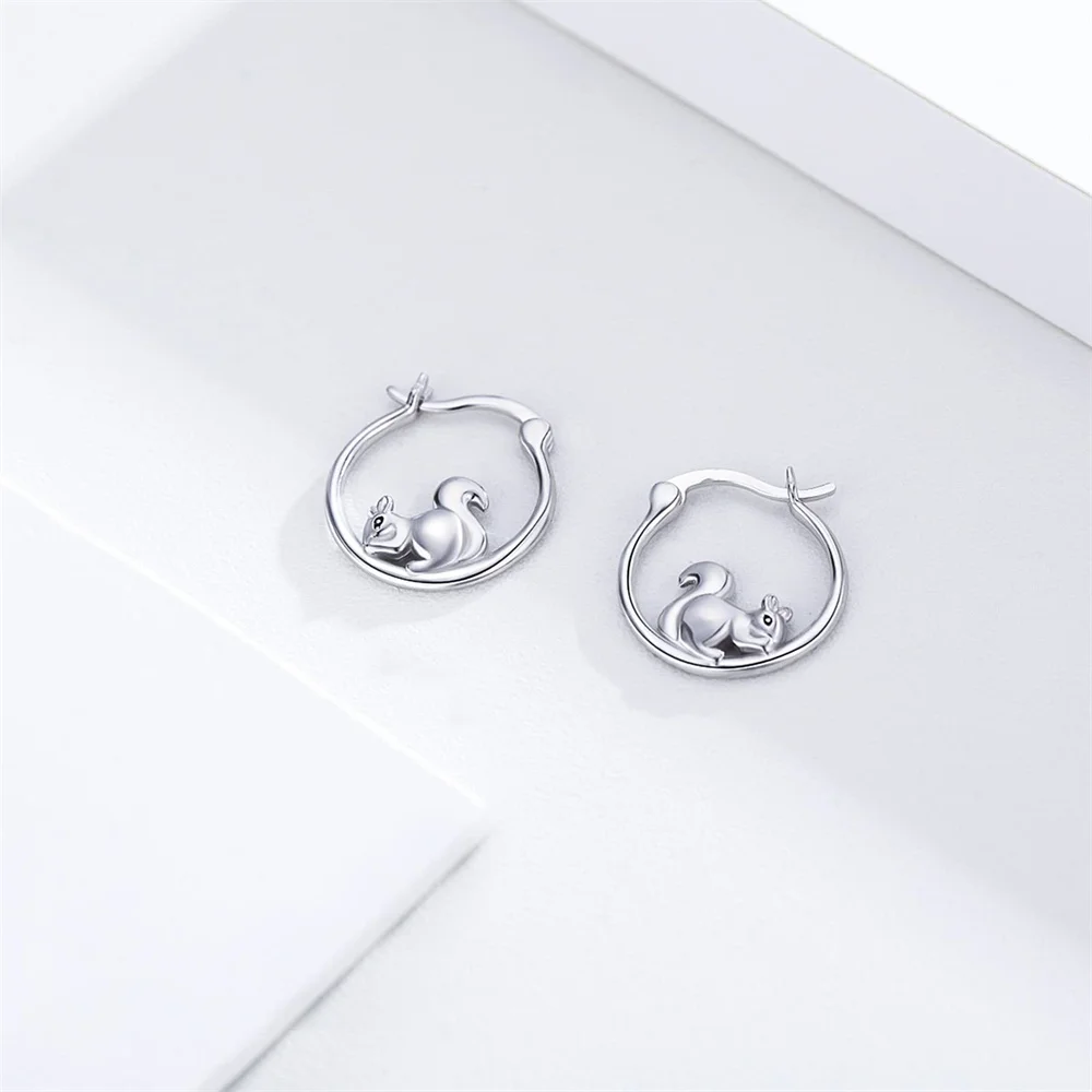 Harong Squirrel Hoop Earring Design New Fashion Silver Plated Drop Earrins Cute Animal Jewelry Christmas Gift for Girl