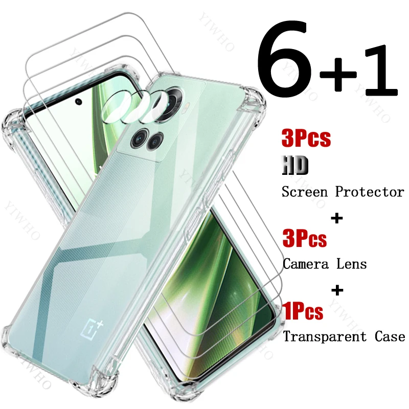 Full Cover Gehard Glas Screen Protectors Voor Oneplus 10r Zachte Siliconen Schokbestendige Case Veiligheidscamera Lens Voor Oneplus 10 R Hd