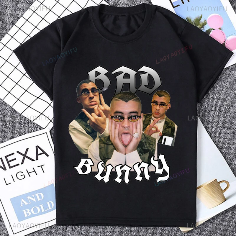 Music Album Bad Bunny Graphic Cute Printed Tshirt Casual Fashion Loose Harajuku Man T Shirt Summer Style Soft Y2k Women T-shirt image 4
