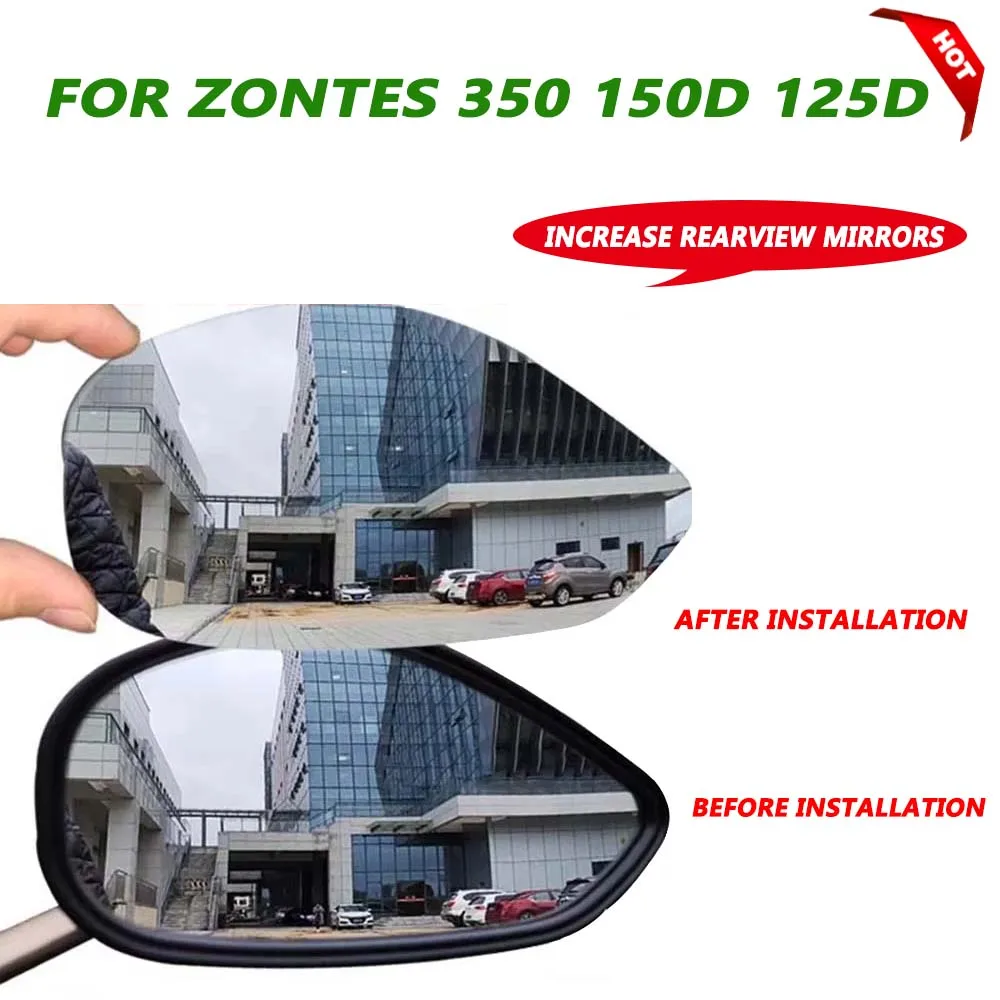 For Zontes 350D 150D 125D D350 D150 D125 350 D 150 D 125D Accessories Convex Mirror Expand Field View Lens Rearview Side Mirrors