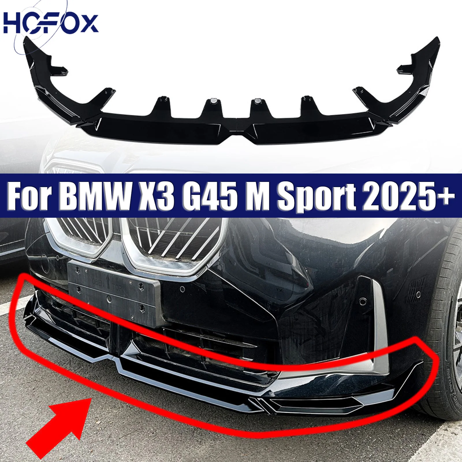 

Car Front Bumper Splitter Lip Gloosy Black Diffuser Spoiler Guard Body Kits For BMW X3 G45 M Sport 2025+