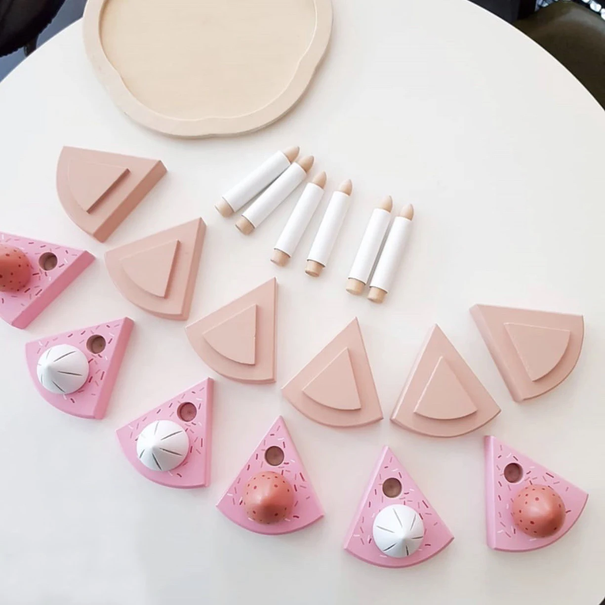 Kinder tun so, als würden sie spielen Simulation Doppels chicht Kuchen Spielzeug DIY Holz schneiden Kuchen Küche so tun, als würden sie Lernspiel zeug für Kinder spielen