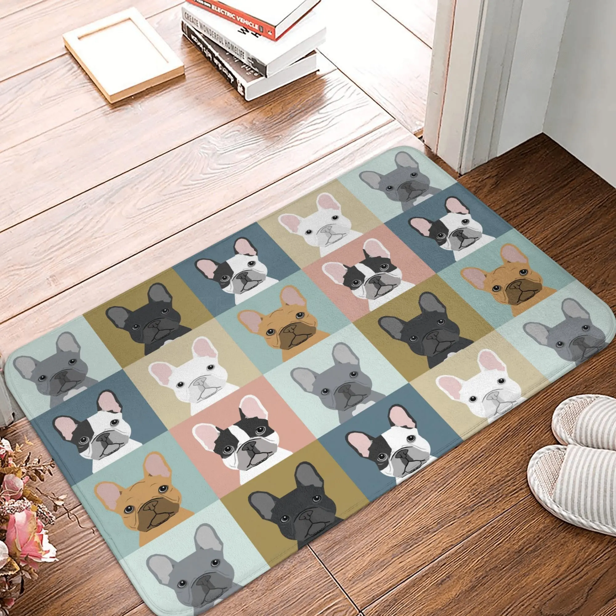 

French Bulldog Door Mat Carpet Balcony Rug Cute Puppy Floor Mat Anti-Slip Waterproof Bath Mat Home Indoor Decor Entrance Doormat